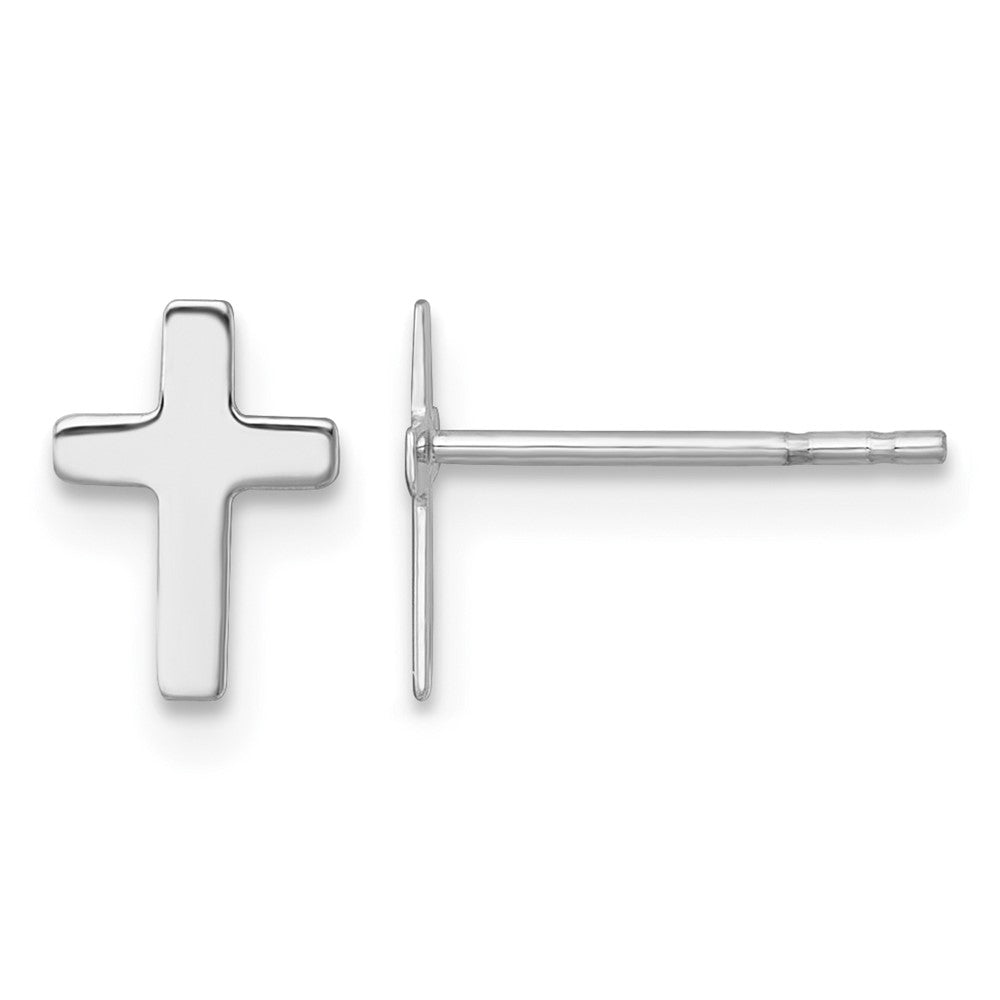 14k White Polished Cross Post Earrings