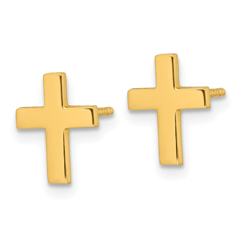14k Polished Cross Post Earrings