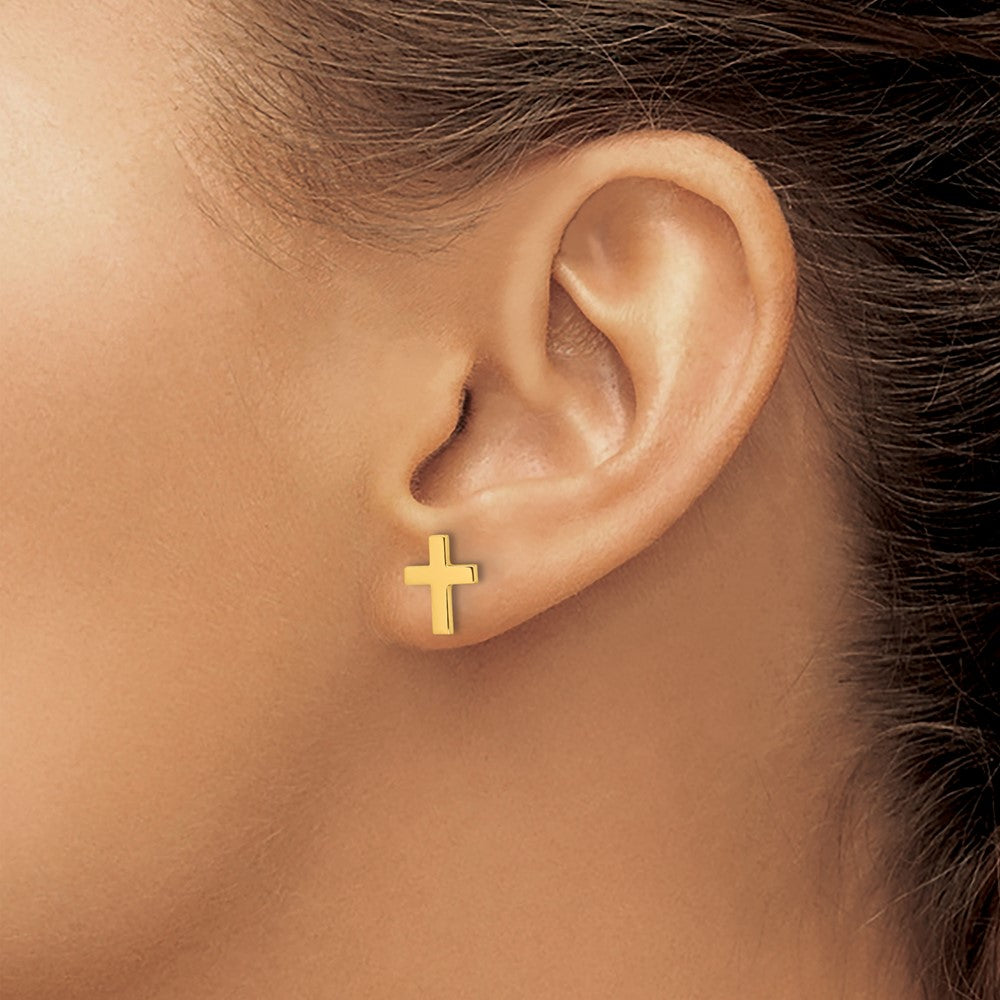 14k Polished Cross Post Earrings