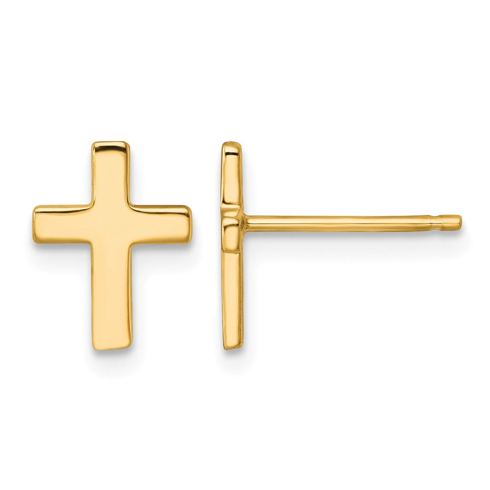 14k Polished Cross Post Earrings