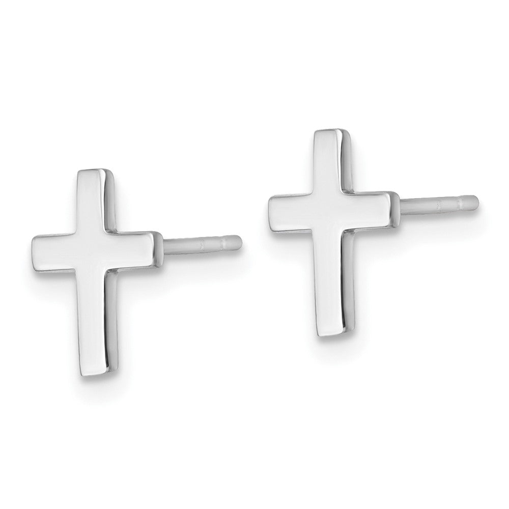 14k White Polished Cross Post Earrings