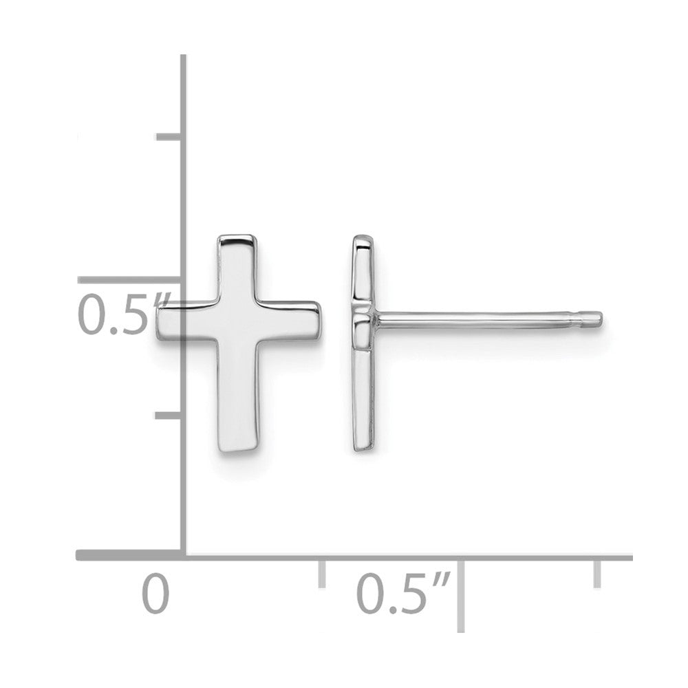 14k White Polished Cross Post Earrings
