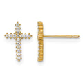 14k Polished CZ Cross Post Earrings