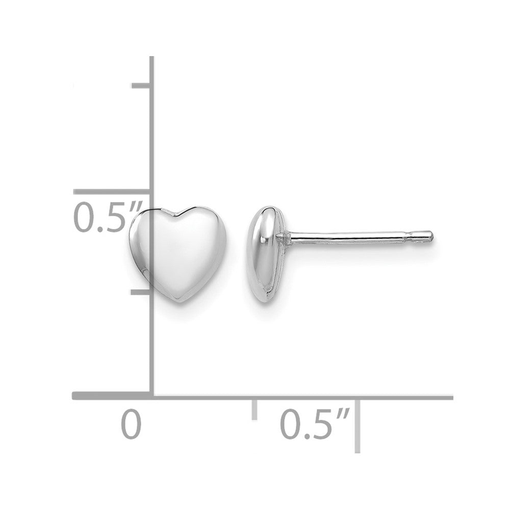 14k White Gold Heart Post Stud Earrings