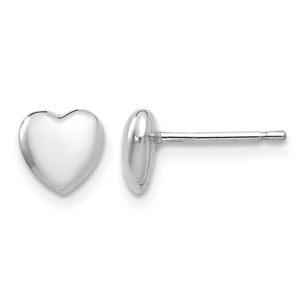 14k White Gold Heart Post Stud Earrings