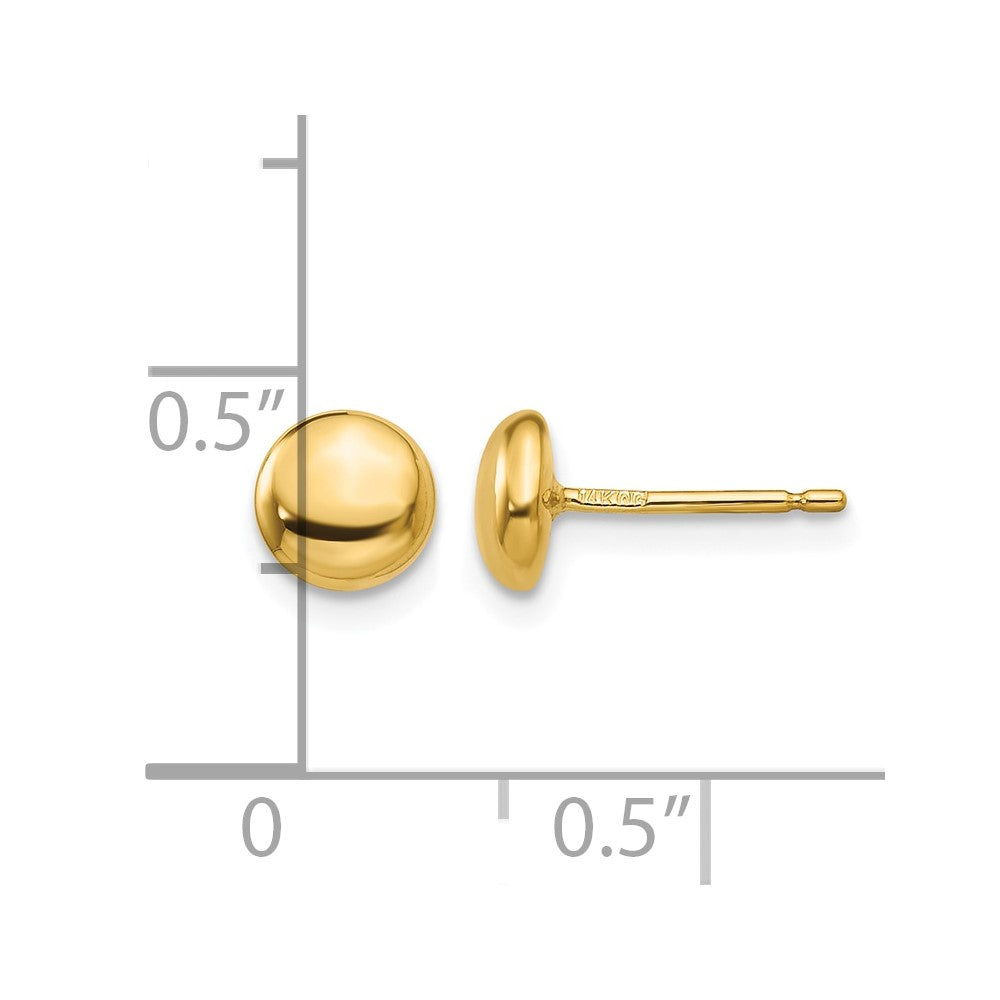 14k 6mm Polished Button Post Earrings