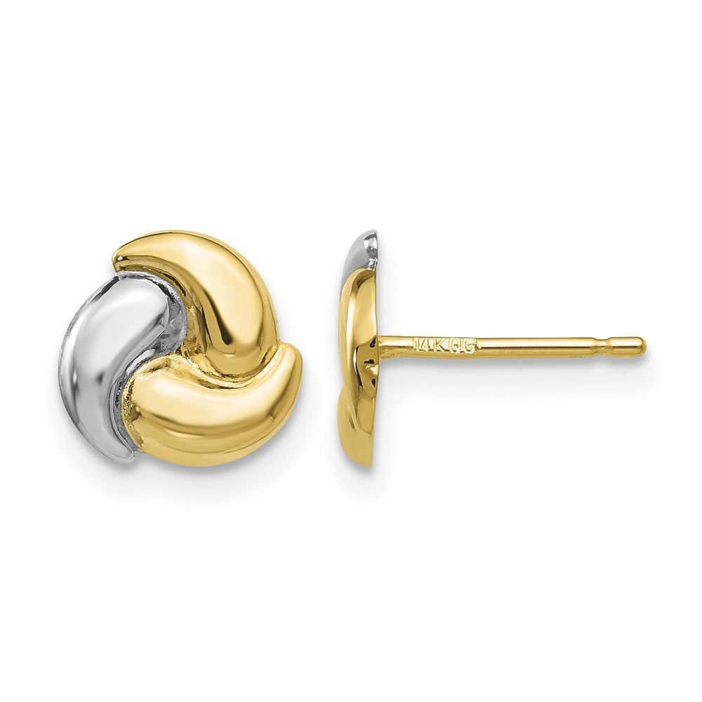 14k Polished & Rhodium Fancy Post Earrings