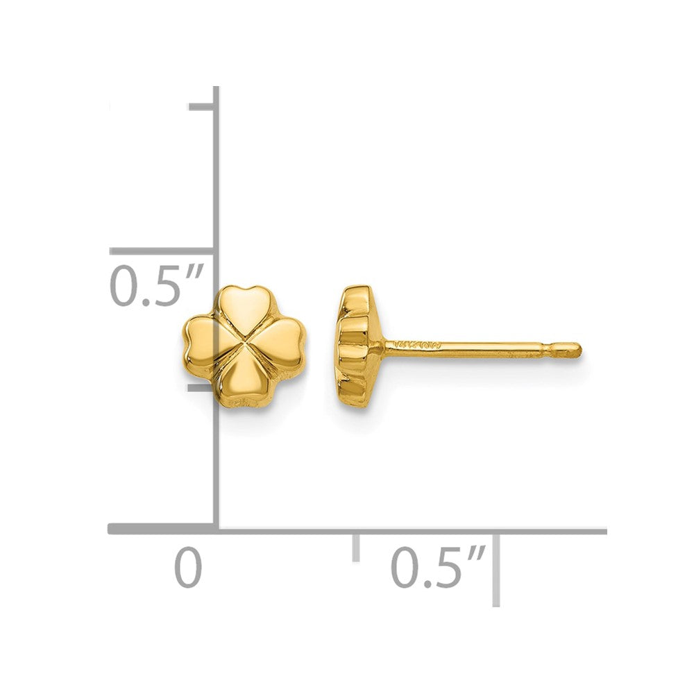 14k Polished 4-Leaf Clover Post Earrings