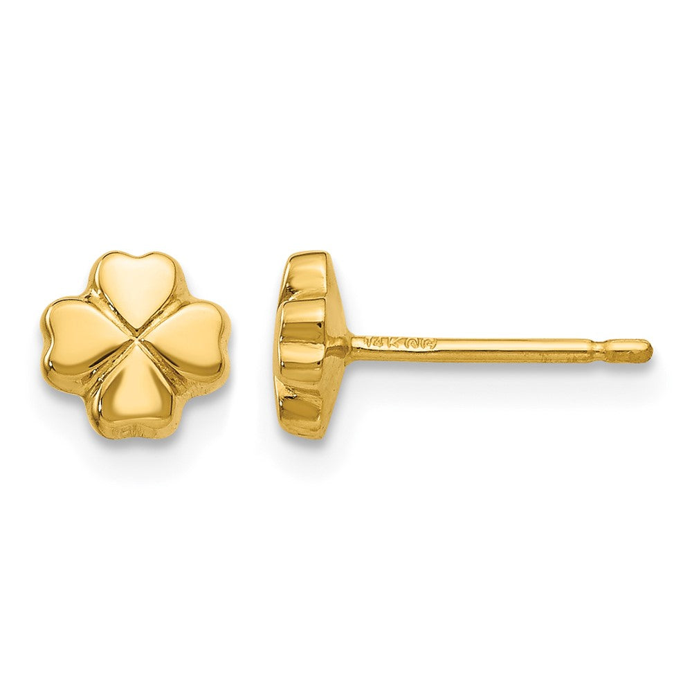14k Polished 4-Leaf Clover Post Earrings