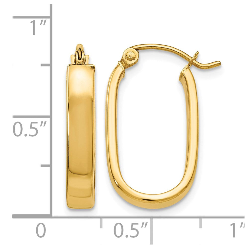 14k Polished 3.5mm Oval Hoop Earrings