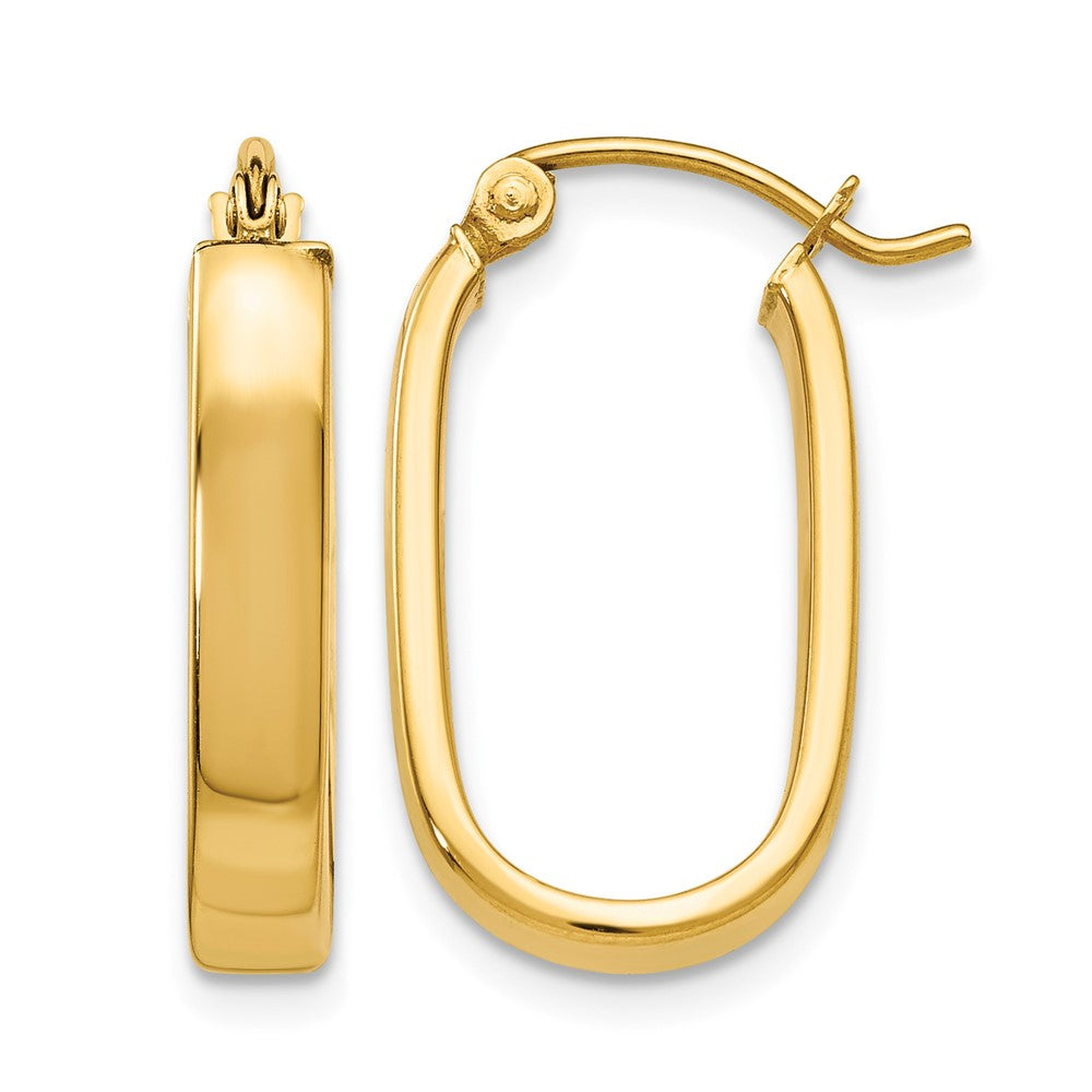 14k Polished 3.5mm Oval Hoop Earrings