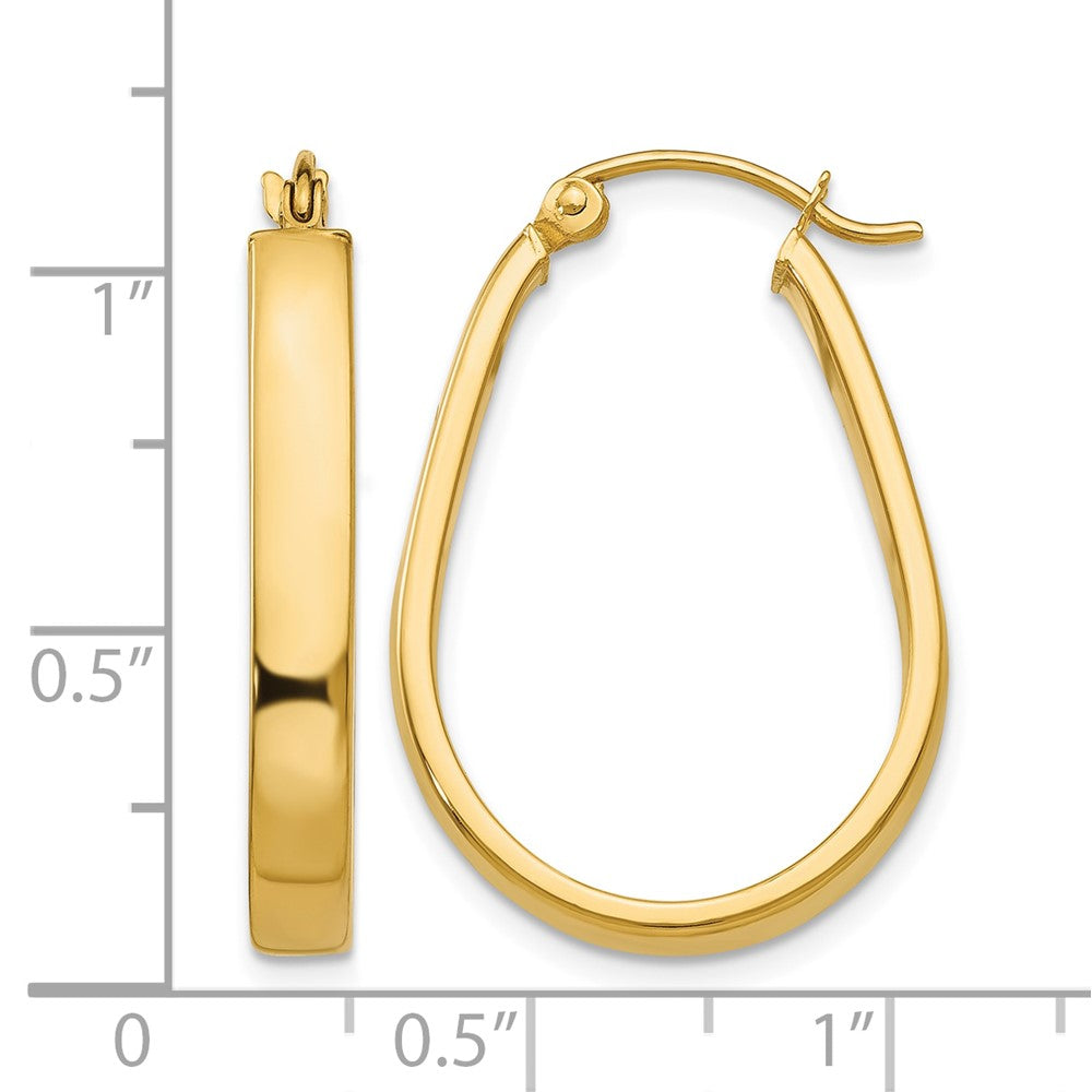 14k Polished 3.5mm Oval Hoop Earrings
