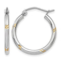 14k White Gold and Yellow Rhodium D/C Hoop Earrings