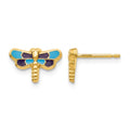 14k Enameled Dragonfly Earrings
