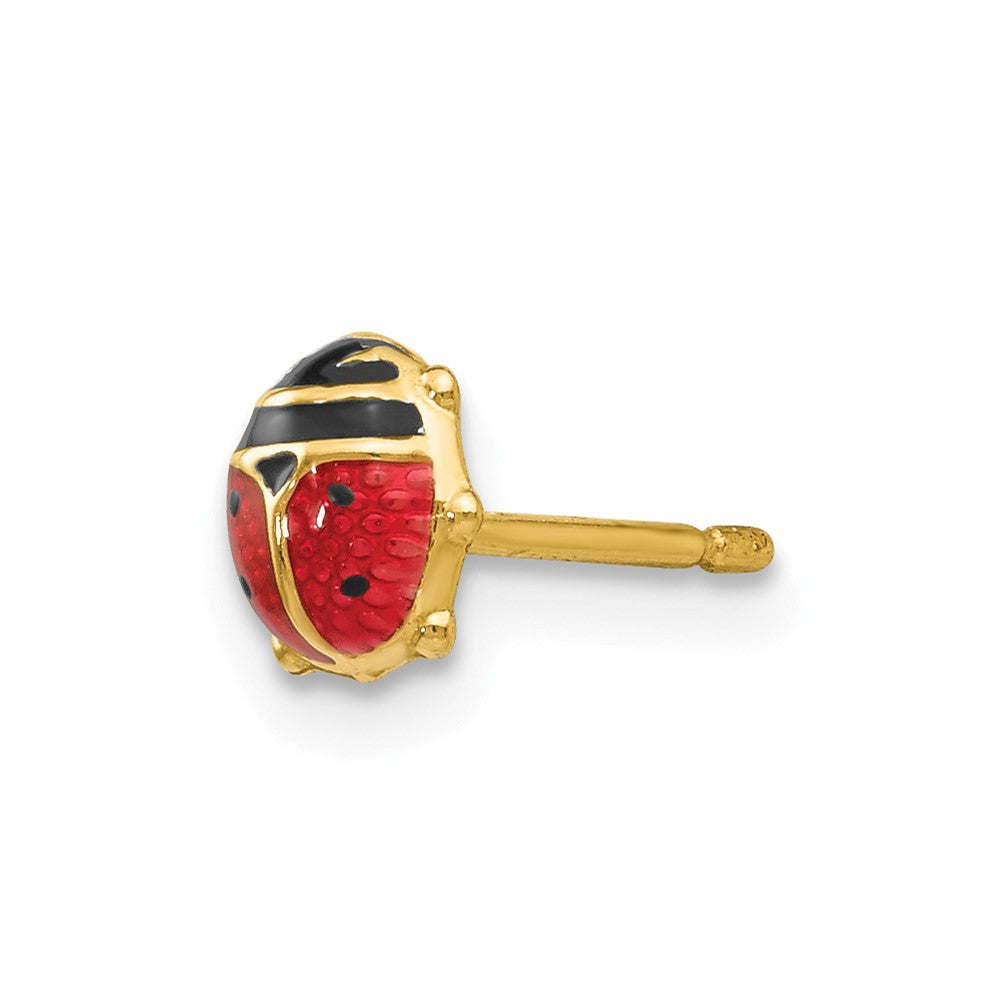 Single 14k Enameled Ladybug Earring