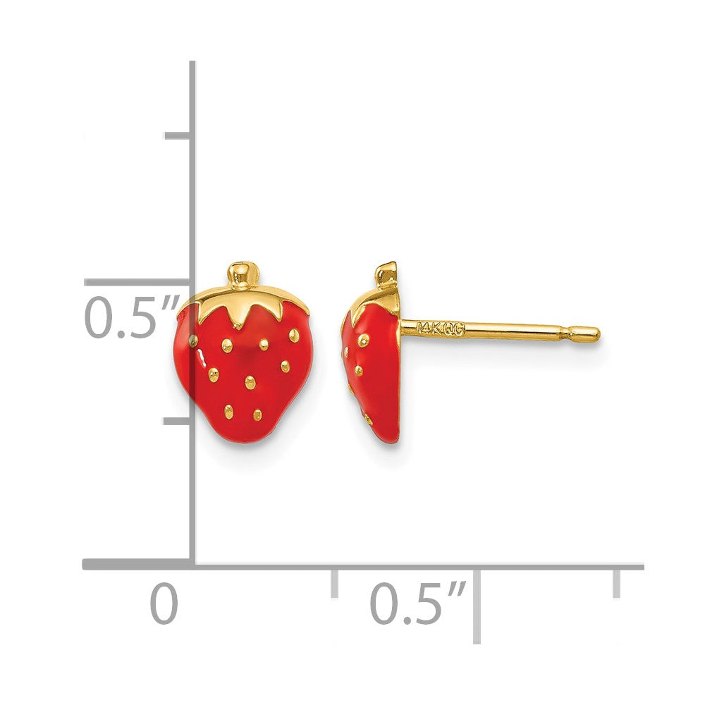 14k Enameled Strawberry Earrings
