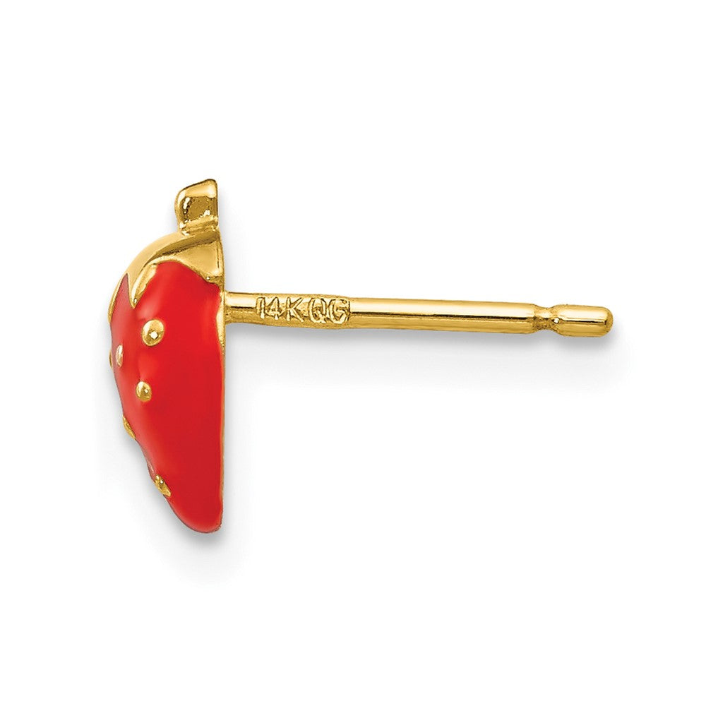 Single 14k Enameled Strawberry Earring