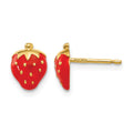 14k Enameled Strawberry Earrings