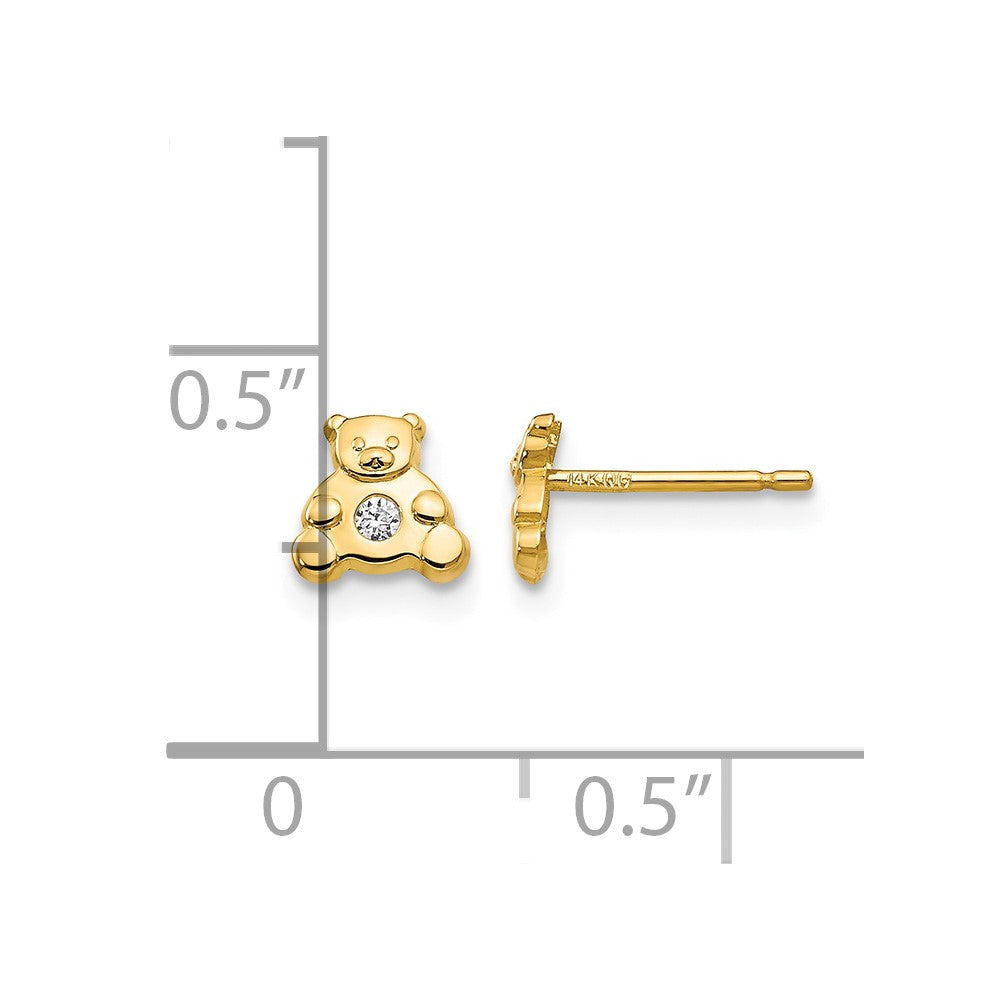 14k Bear with CZ Earrings