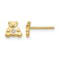14k Bear with CZ Earrings
