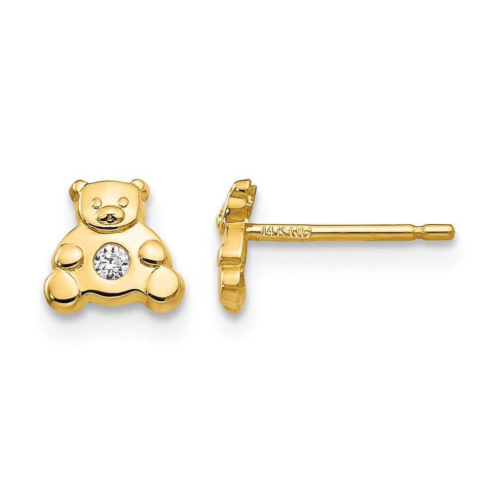 14k Bear with CZ Earrings
