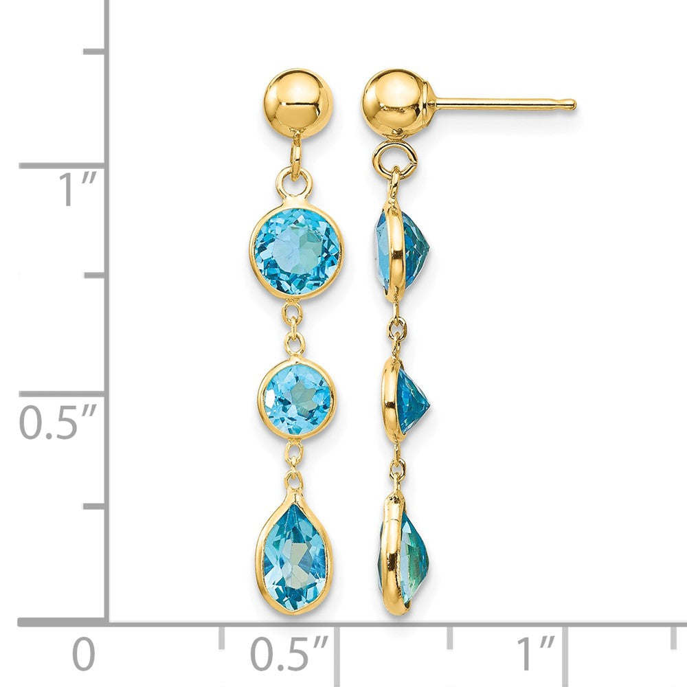 14k Blue Topaz Gemstone Dangle Earrings