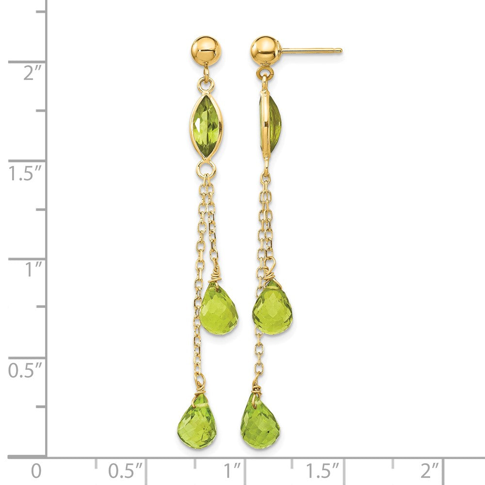 14k Peridot Dangle Earrings