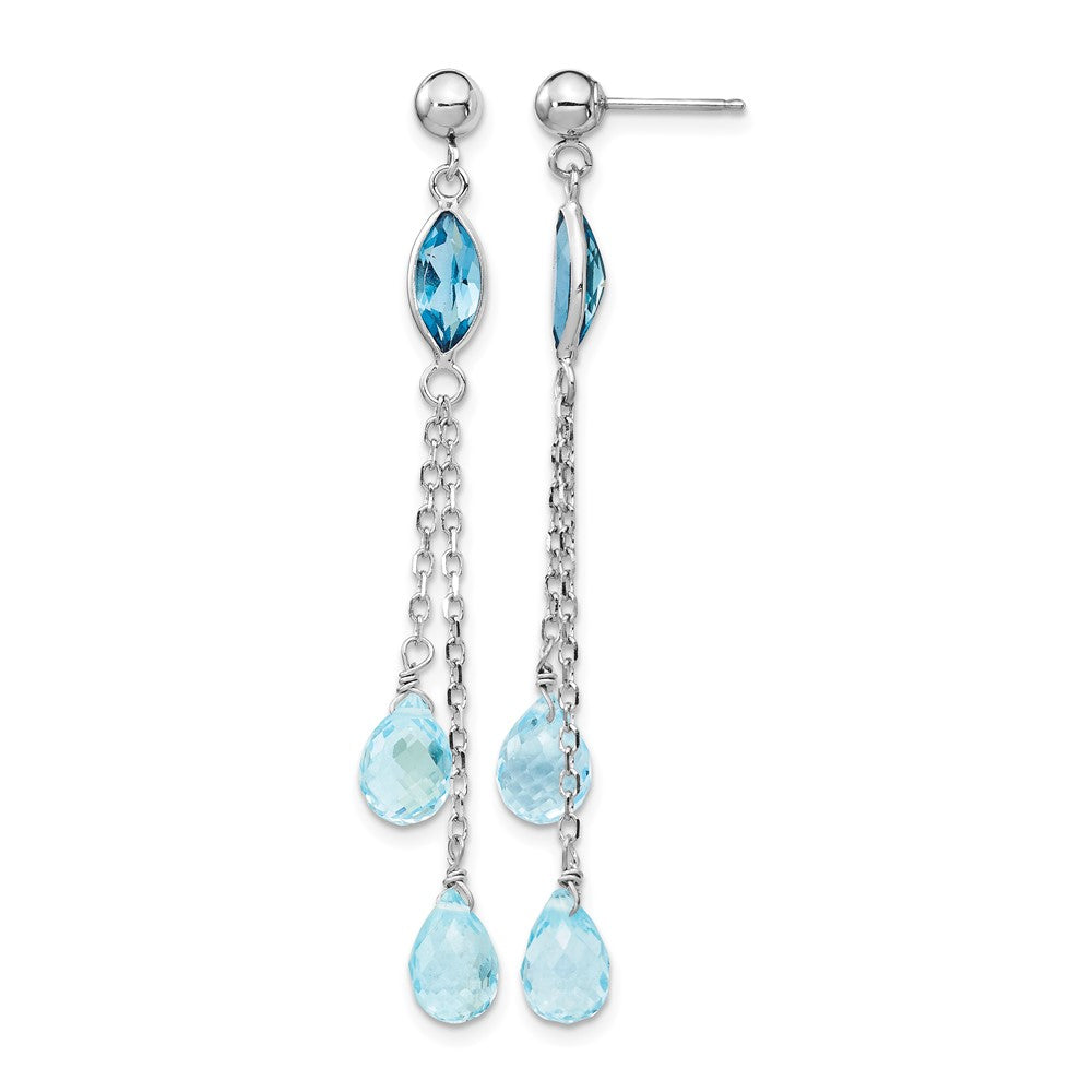 14k White Gold Blue Topaz Dangle Earrings