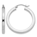 14k White Gold 3mm Polished Square Tube Hoop Earrings