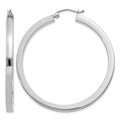 14k White Gold 3mm Polished Square Tube Hoop Earrings