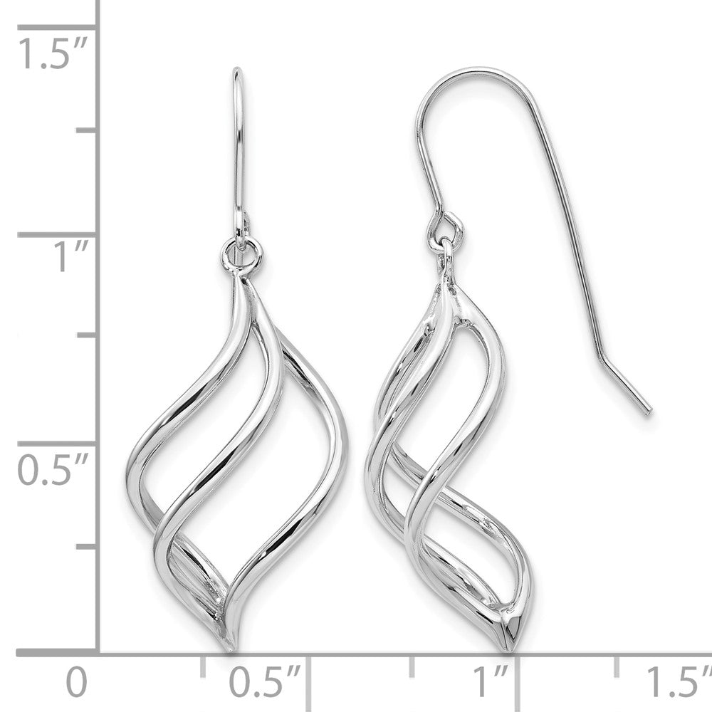 14k White Gold Swirl Dangle Earrings