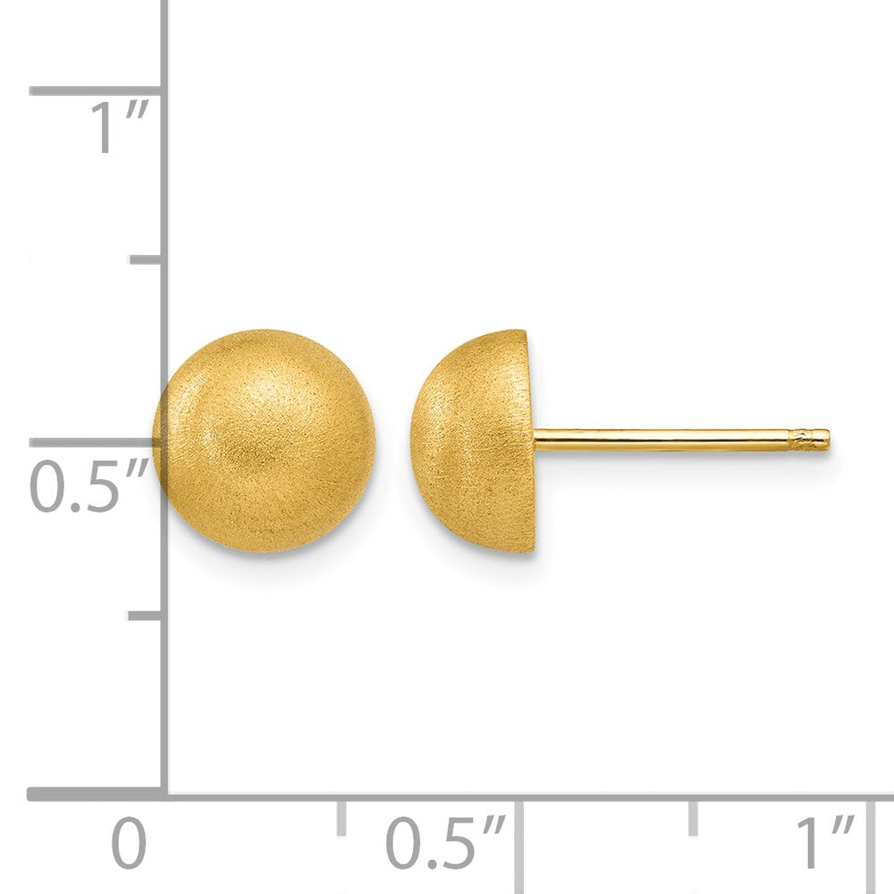 14k Hollow Satin 8.00mm Half Ball Post Earrings