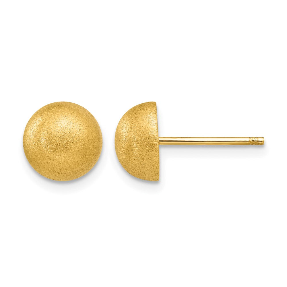 14k Hollow Satin 8.00mm Half Ball Post Earrings