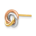 Single 14k Tri-color Twisted Knot Post Earring