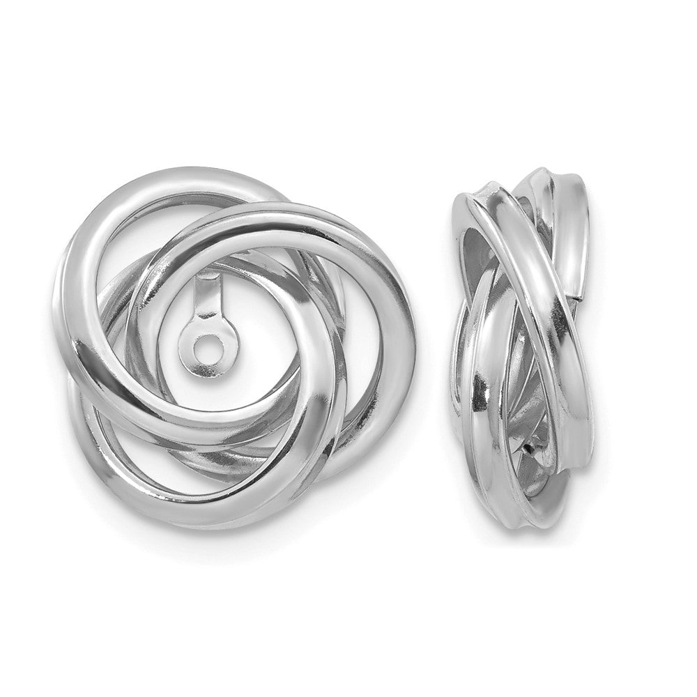14K White Gold Polished Love Knot Earring Jackets