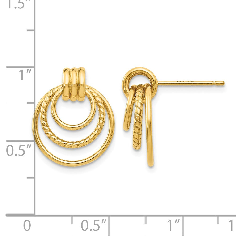 14k Polished and Textured Fancy Post Earrings