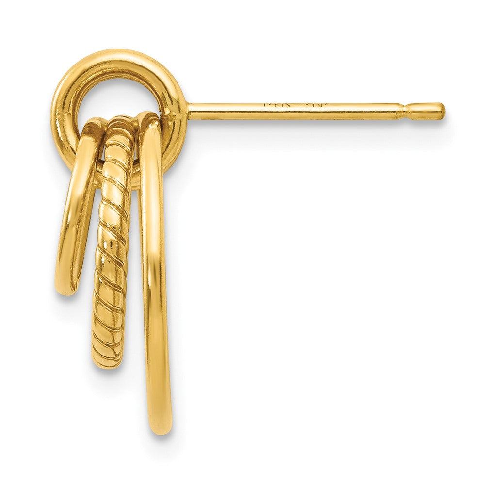 Single 14k Polished and Textured Fancy Post Earring