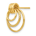 Single 14k Polished and Textured Fancy Post Earring