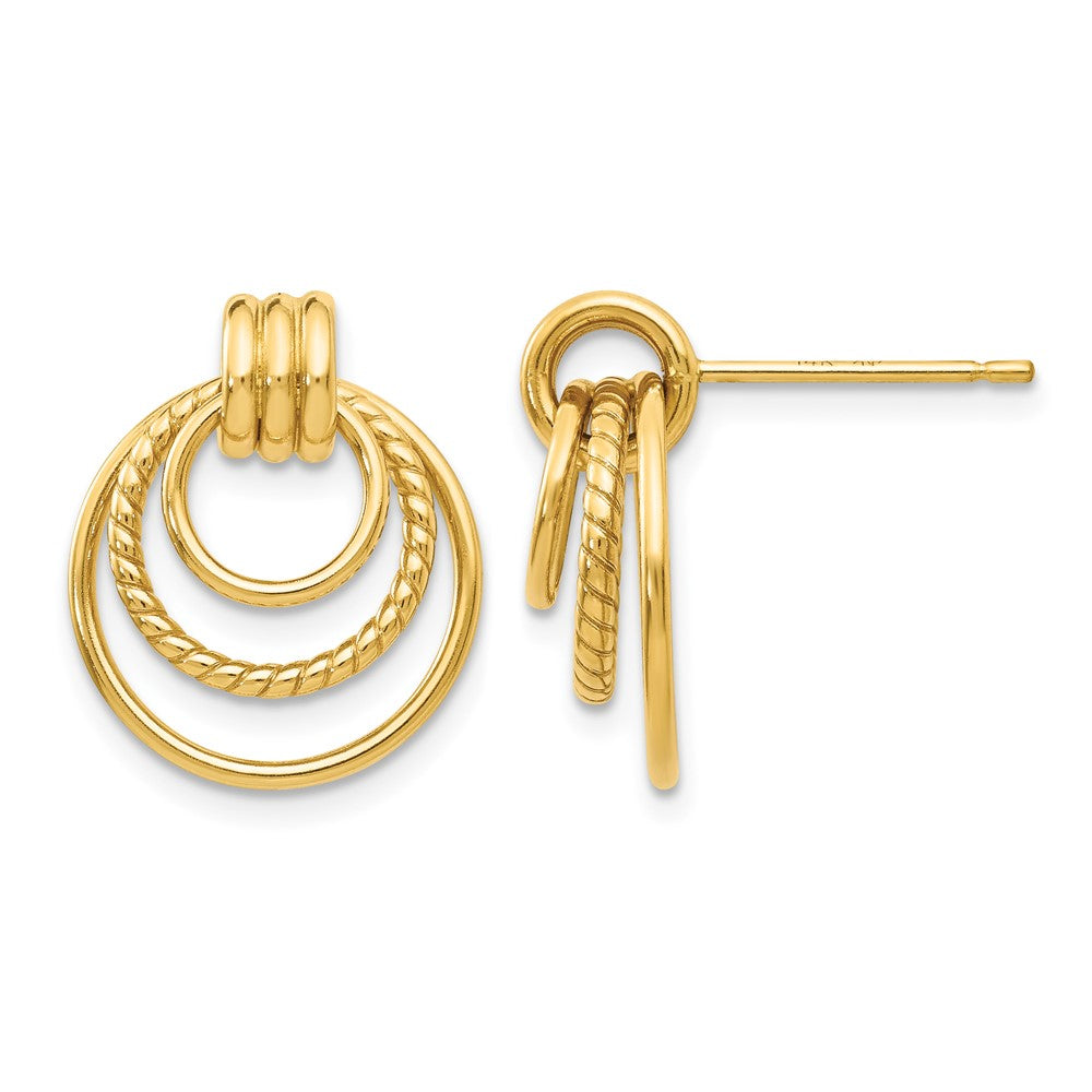 14k Polished and Textured Fancy Post Earrings