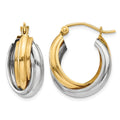 14k Two-tone Polished Double Hoop Earrings