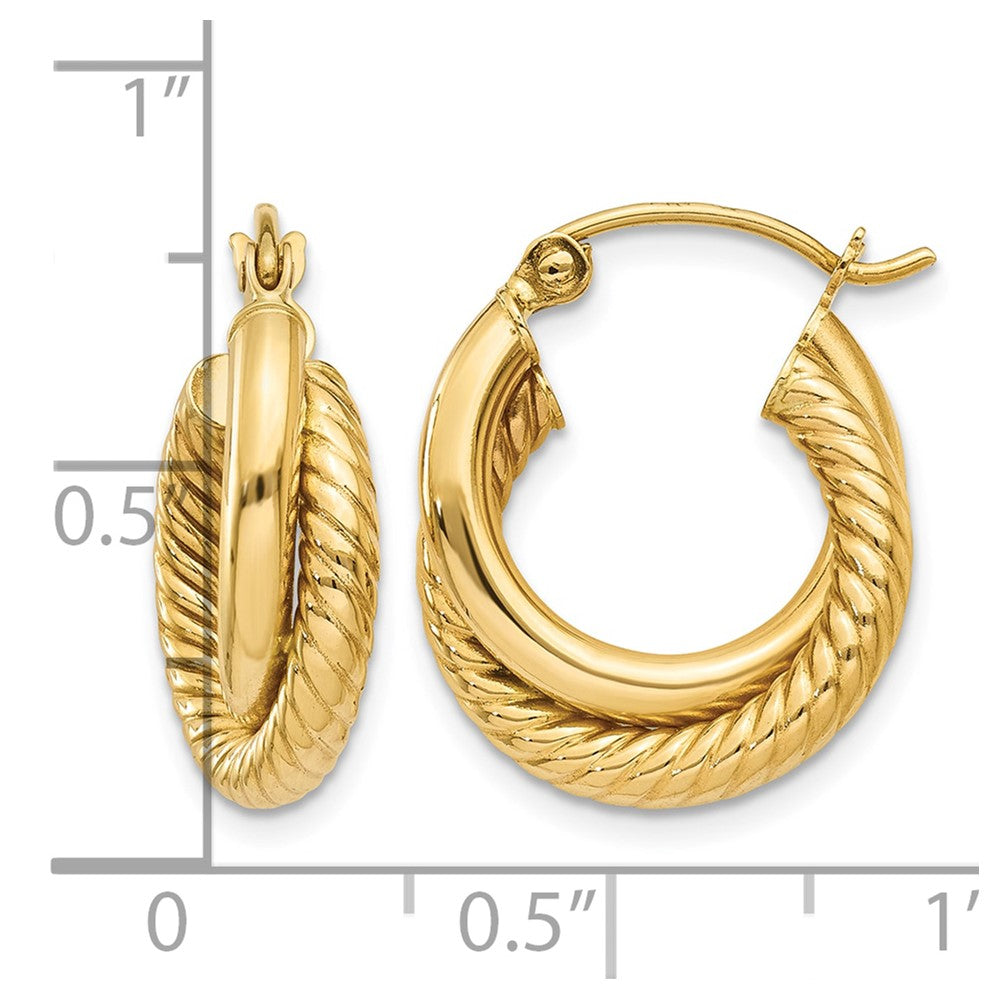 14k Polished Twisted Double Hoop Earrings