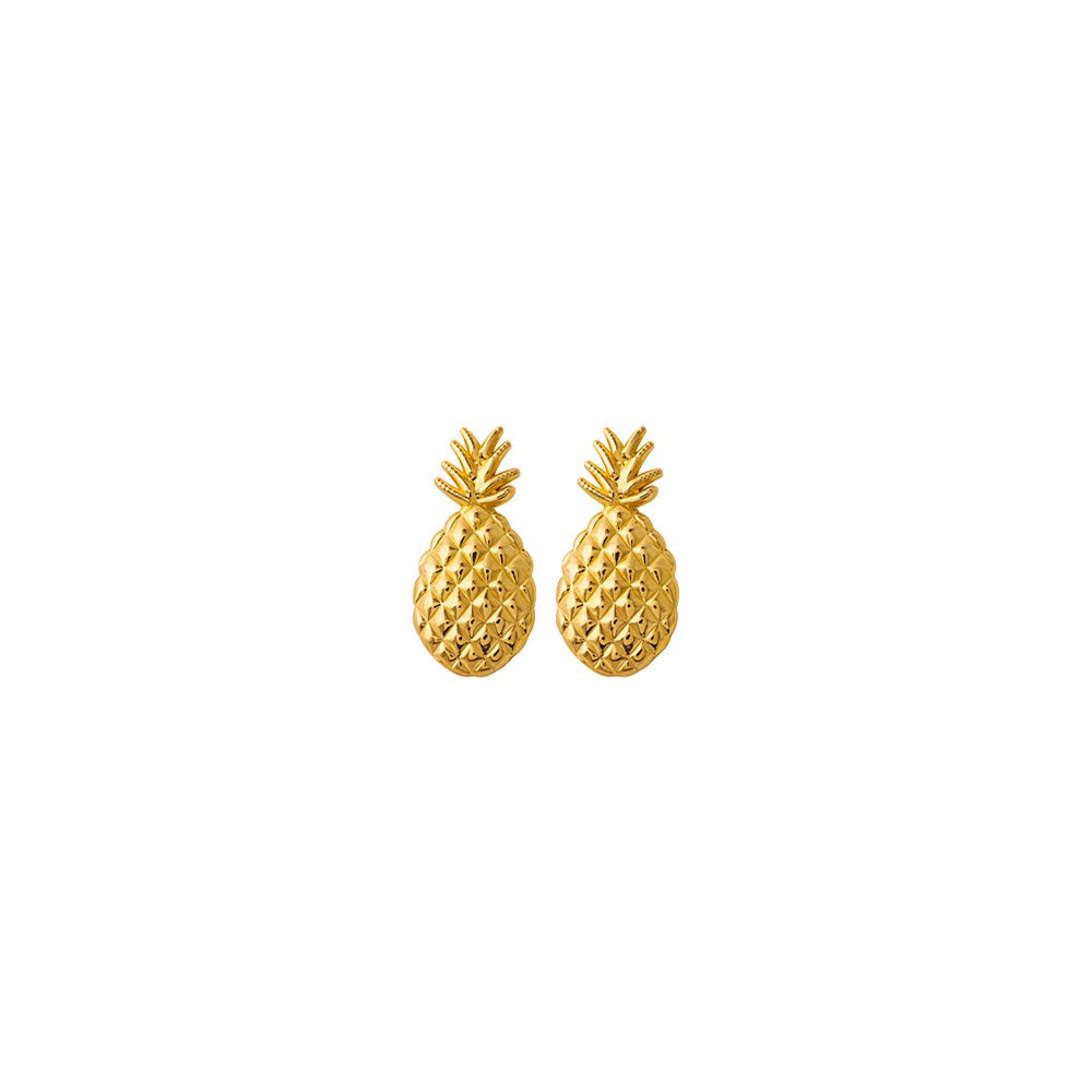 14K Textured Pineapple Post Earrings